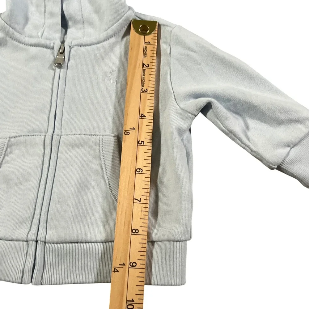 Ralph Lauren Hoodie Baby 3M Blue‎ Full Zip Cotton Blend Pony Logo Sweatshirt